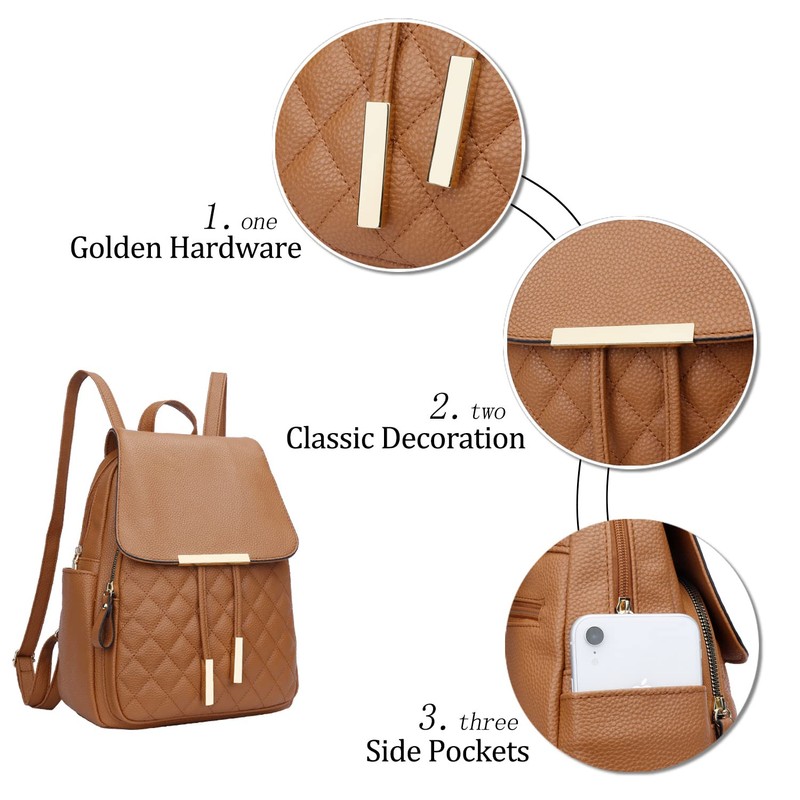 KKXIU Trendy Leather Backpack Purse for Women and Ladies Shoulder