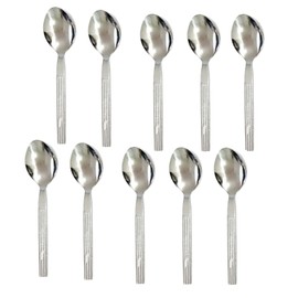 Buystarget 10pcs Teaspoons Set Stainless Steel Tea Spoons Food Grade Cutlery Spoons Set for Tea Coffee Dessert Home, Kitchen, Restaurant, Cafe Easy Clean Spoon Pattern Design Handle Silver