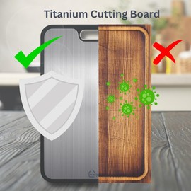 Titanium Cutting Board for Kitchen, Pure Titanium/Wheat Straw PP Chopping Board - Large Size 15''x10'', Meat Titanware Cutting Boards with Handle, Gift for Women Wife Mom - Non-toxic - Dishwasher Safe