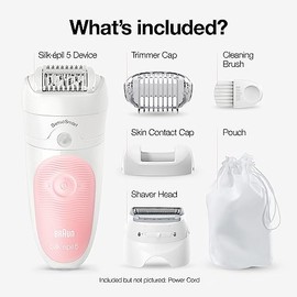 Braun Depiladora Silk-épil 5 5-620, Depiladora para mujer, afeitadora y recortadora, inalámbrica, recargable, húmeda y seca, juego de 6 piezas