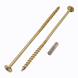 (Pack of 4) Galvanised Steel 8.0 x 300mm Yellow Wood Screws Torx Head Flat Head Wood Screws Partial Thread (4, 8.0 x 300mm)