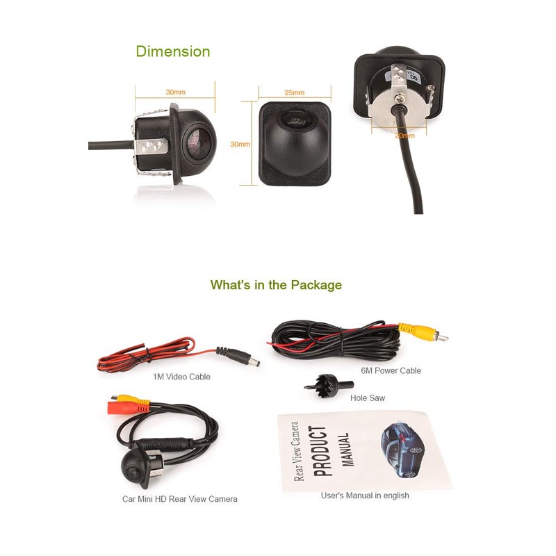 ERISIN Mini HD Camera 170° Viewing Angle Distance Line Waterproof