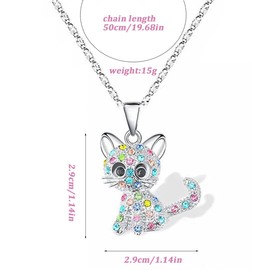 MIRKUZI Chains for Girls 2 Pieces Necklaces, Cute Cat Necklaces for Girls, Cat Pendants, Christmas Gifts, Birthday Gifts for Children, Girls, Women, Ladies