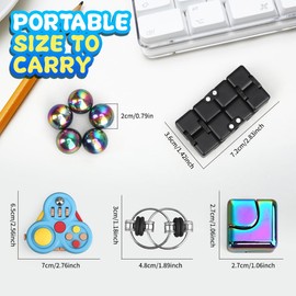 Fidget Spinner Set for Adults, Sensory Pack with Fidget Chain, Infinity Cube, Fidget Spinner Cube, Magnet Rollers, Fidget Pad, Office Stress Relief Desk Gadget, Stocking Stuffers Birthday Gift 9 Pack