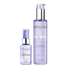 KRASTASE SET Protector de calor Cicaplasme 150ml  Srum reparador cido hialurnico 50ml  Rutina proteccin  reparacin para cuidado del cabello rubio.    