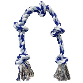Lmlpt Dog Rope Toy for Large Aggressive Chewers, Heavy Duty Rope Chew Toy Indestructible Tough Tug of War Blue Dog Toy,3 Feet 5 Knots Interactive Cotton Rope Toys for Large Breeds Teeth Cleaning