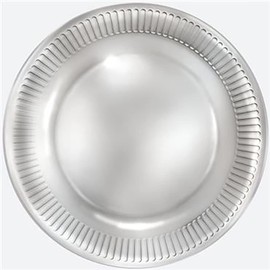 Maki Gloss Silver Party Paper Plates Round 23cm Strong 100% Biodegradable Plastic Free Disposable Tableware Plates Party Supplies for Garden Party Picnics FSC Certified - (Pack of 8)