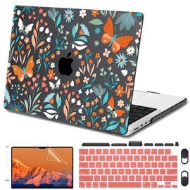 Seanai for MacBook Pro 14 Inch Case 2025 2024 2023 2022 2021 M4 M3 M2 M1 A3112 A3185 A3401 A2918 A2992 A2779 A2442 Pro/Max Chip, Pattern Hard Shell Case Keyboard Cover Screen Film，Floral Seamless