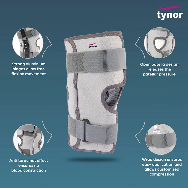 Tynor Functional Knee Support, Grey, XL, 1 Unit