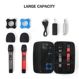 Wireless Microphone Case Compatible with Tonor TW630, Dual Microphone Bag: Hard EVA Case for Handheld Microphone, Hard Mic Travel Case, Home Mic Storage Case Compatible with JBL Wireless Microphone