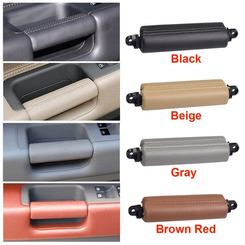 Hacreyatu Front Left Driver Interior Door Pull Handle Leather for