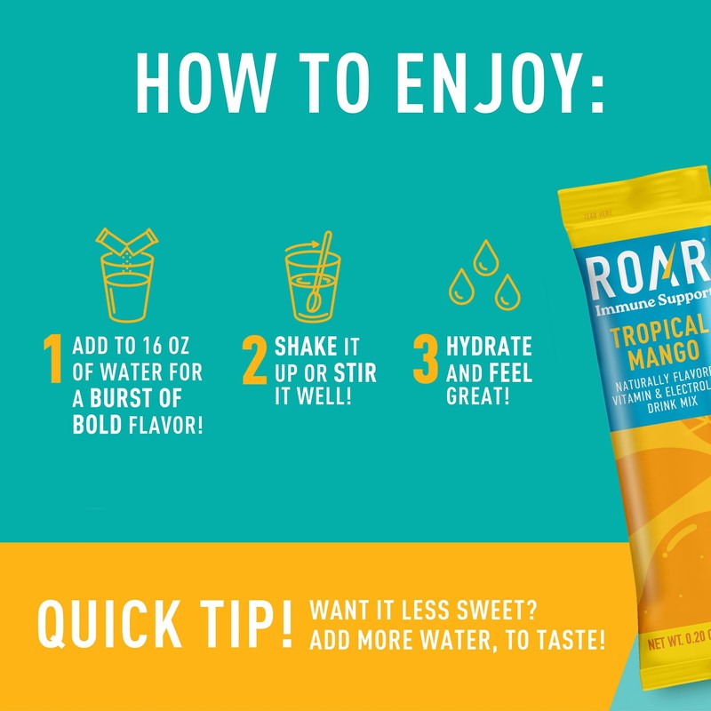 Roar Immune Support Powder - Hydration Packets with Zinc and