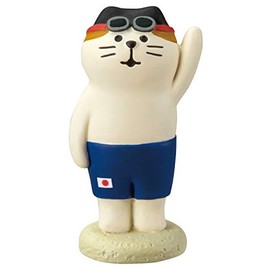 Decole ZCB-61845 Concombre Figurine, Athlete Cat, Swimming Cat, 1.2 x 1.0 x 2.2 inches (3 x 2.5 x 5.7 cm)