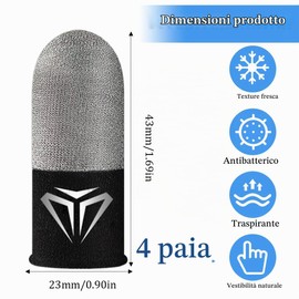 Manicotti Dita da Gaming per Cellulari, 4 Pezzi, Gaming Finger Sleeve Manicotto per Pollice per Touch Screen, antiscivolo e resistenti al sudore, Guanti per Dita, traspiranti, Accessori Gaming