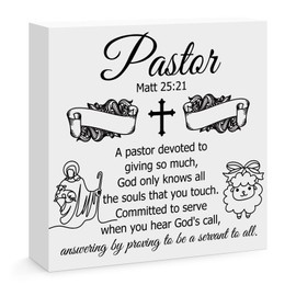 Pastor Appreciation Gifts for Men Christian Pastor Gifts Unique Wood Box Sign Desk Decor Gifts for Pastor Minister Fathers Day Christmas Birthday Thank You Gift for Preacher