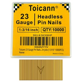 Toicann 23 Gauge Pin Nails Headless Pinner Nails for 23 GA Pneumatic & Electric Pinners or Pin Nailer or Pin Nail Gun, Great for Fine Woodworking & Trim Jobs (1-3/16"-10000PCS)