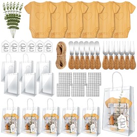 43 Pcs Baby Shower Game Prizes for Winners 6 Sets Baby Shower Prizes for Game Player with Bamboo Cheese Board Oak Knife Fork Placemats Artificial Eucalyptus Stems Tags Bags