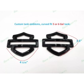Custom 2Pcs Set Gloss Black Double Layer Harley CVO Custom Tank Emblems Badges