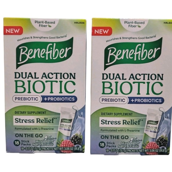 Benefiber Dual Action Biotic Mixed Berry - 18 Stick Packs