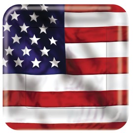 8-Count Square Paper Dessert Plates, US Pride