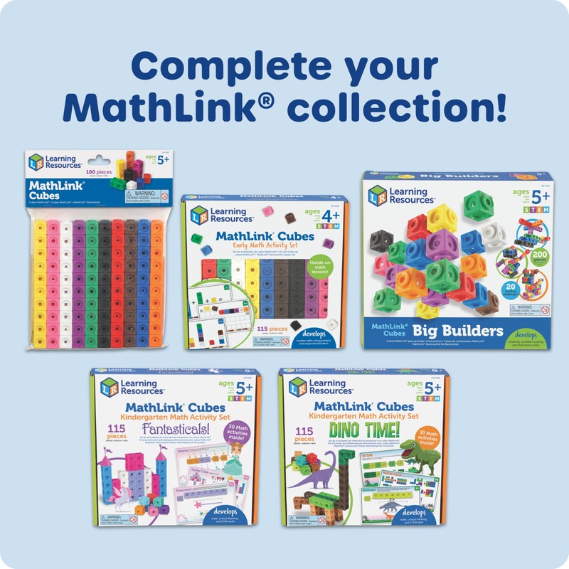 Learning Resources MathLink Cubes - Set of 100 Cubes, Ages