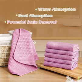 EURSPEUNG Microfibre Cloths, Cleaning Cloths, All-Purpose Microfibre Cloths, Dish Cloths, Window Cleaning Cloths, Dry Cloths, Kitchen Tea Towels, Car Cleaning Cloths, Purple, Pack of 6, Size 30 x 30