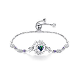 FANCIME Tree of life Birthstone Bracelet for Women Sterling Silver Tree Jewelry June Birthstone Charm Alexandrite Bracelet Gemstone Anniversary Birthday Mothers Day Gifts for Wife Mom Her