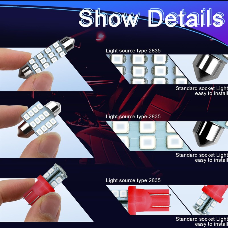 NTNEV 24PCS LED Interior Replacement Bulbs, Interior Car Lights, Dome