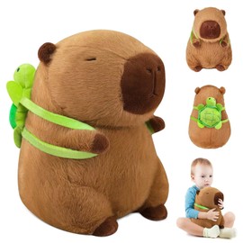 Bocguy 25 cm Capybara Plush Toy, Capybara Cuddly Toy, Cute Capybara Plushies with Turtle Backpack, Simulation Capybara Plush Toy for Girls and Boys, Children's Plush Toy