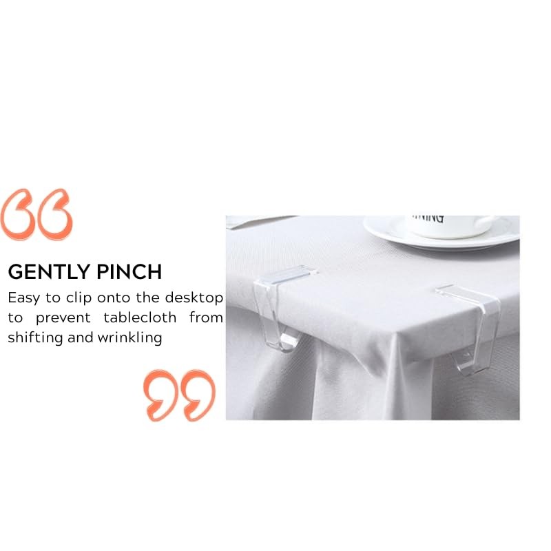 Clear Tablecloth Clips – 4-Pack Non-Slip Table Cover Holders –