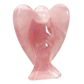 Ladeukoi Natural Rose Quartz Healing Crystal Prayer Guardian Angel Statue, Carving Pocket Palm Stone Figurines Decoration 1.5 inches