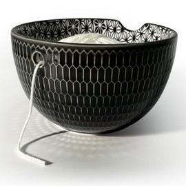 UCDRMA Yarn Bowl Ceramic Crochet Bowl, Handmade Craft Knitting Bowl with Hand-Painted Patterns Decorations Yarn Holder for Crocheting, 6in Larger Yarn Bowls for Crochet Bulky Yarn/Acrylic Yarn, etc.