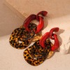 Kercisbeauty Red Leopard Print Acrylic Resin Chunky Earrings Big Statement