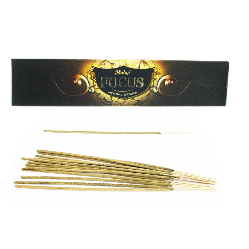 Balaji Focus Herbal Incense Sticks, (12 units x 15 sticks),