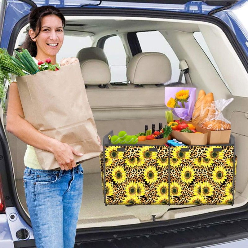 Homeve Trunk Organizer, Car Storage, Reinforced Handles, Collapsible Multi-Compartment Car