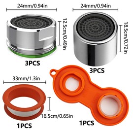 SHSMPXOY Tap Aerator, Tap Nozzle Replacement Part, Tap Filter, Faucet Adapter Kit with Gaskets for Kitchen Sink Bathroom Shower, with Wrench Plumbers Tape (3 Each M22/M24)