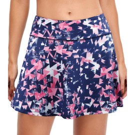 Fulbelle Faldas de tenis elásticas para mujer con bolsillos, Blue Pattern, S