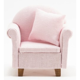 Dollhouse Miniature Pink Arm Chair with a Pillow