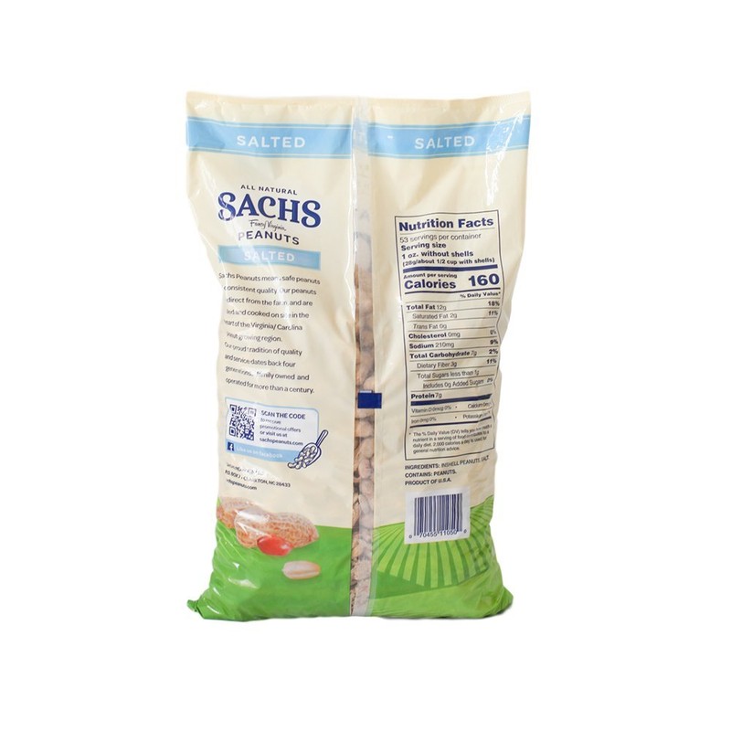 Sachs Delicious Roasted / Salted in Shell Peanuts 5lb