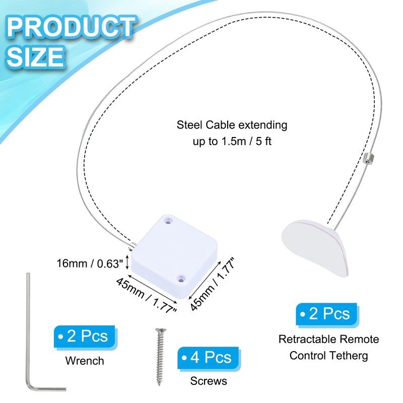 PATIKIL 5ft Extendable Remote Control Cable, 2-Pack Security Cable with