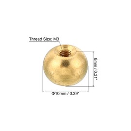 PATIKIL M3x0.5 Thread Cap Nuts Knob, 10 Pack Brass Ball Lamp Decoration Screw Caps Nut for Furniture Lighting