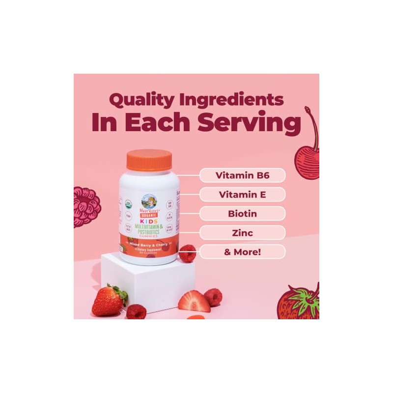 Mary Ruth Organics Multivitamínico Orgánico Niños Gomitas Posbióticas Postbióticas