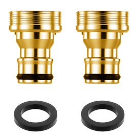 Giantree 2 Pack Dishwasher Faucet Adapter with Aerator, Inner Diameter Portable Dishwasher Faucet Adapter Kitchen Faucets Fittings Hose Adapters for 15/16-27 Male or 55/64-27 Famale(Gold)