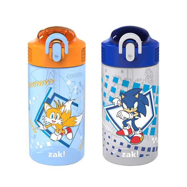 Zak Designs Zak Designs Sonic Kids' 2-Pack Leak-Proof Water Bottles