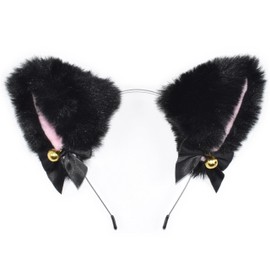 MARUFANG Cat Ears Headband with Bell, Cat Costume, Cosplay, Halloween Costume, Black