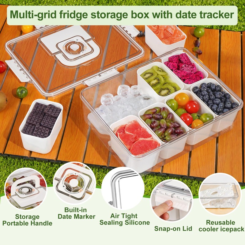 Chilled Snackle Box Container with Ice Pack and Insulated Bag,