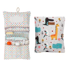 HAMUR Baby Bag Organizer, Portable Stroller Mini Diaper Bag Pouches Travel Gear, Foldable Newborn Baby Essentials Carriage Bag for Boys & Girls (Animal)