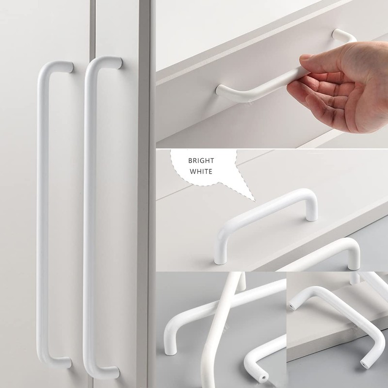 voleseni 4 Pack Aluminum Solid Cupboard Handle, Bright White U-Shaped