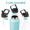 Konokyo Insulated Water Bottle with Straw,32oz 3 Lids Metal Bottles