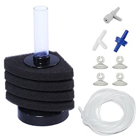 AQUANEAT Aquarium Corner Sponge Filter, for Breeding Shrimp Nano Fish Tanks with Airline Tubing, Valves and Suction Cups, up to 10Gal